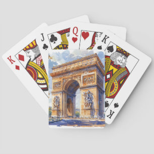 Arc de Triomphe Watercolor Travel Landmarks France Playing Cards