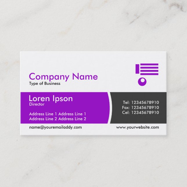 Arc Divided Band - Purple and Dark Grey Business Card (Front)