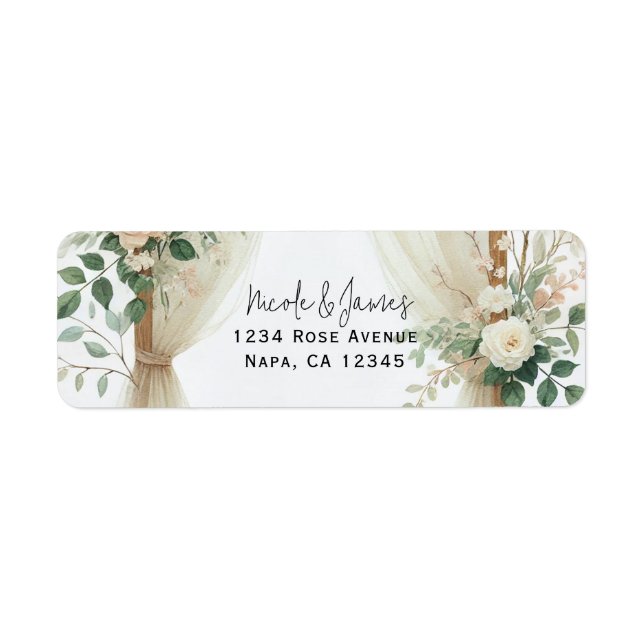 Arc en bois floral verdure Rose Mariage rustique (Devant)