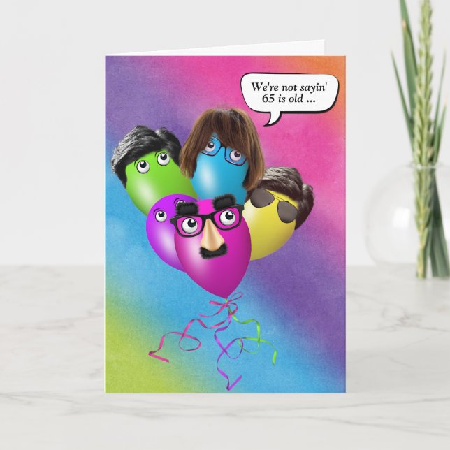 Arc-en-ciel 65e ballons d'anniversaire de la carte (Devant)