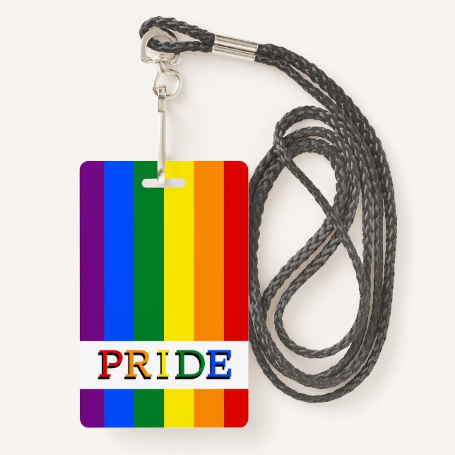 Arc-en-ciel Badge & LGBT, Fierté (Devant avec lanière)