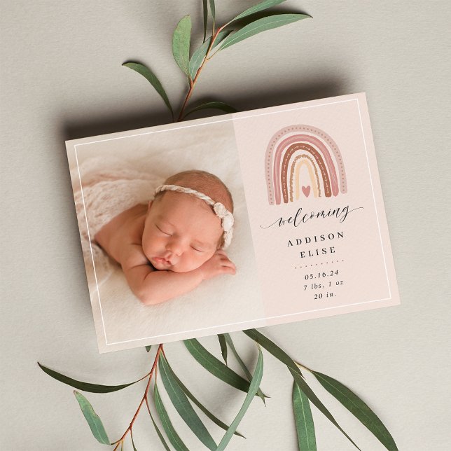 Arc-en-ciel Boho | Faire-part de naissance photo (Créateur téléchargé)