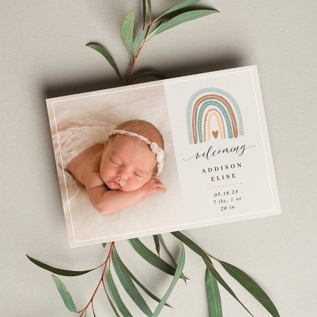 Arc-en-ciel Boho | Faire-part de naissance photo (Créateur téléchargé)