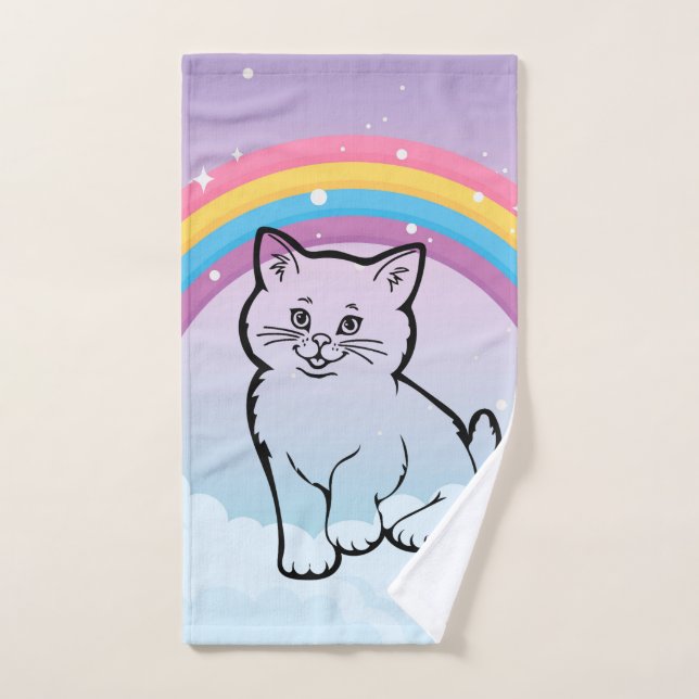 arc-en-ciel, chaton (Serviette à main)