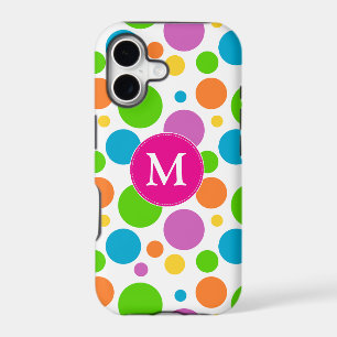 Arc-en-ciel coloré points monogramme rose