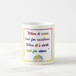 Arc-en-ciel et étoiles - Mug Jaune Motivationnel