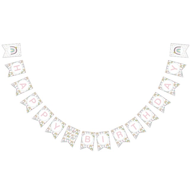 Arc-en-ciel et fleurs Bannière de Bunting de fête  (Tout)