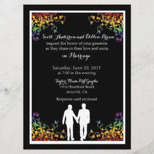 Arc-en-ciel fleurit Gay Wedding Invitations