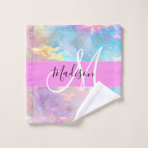 Arc-en-ciel Girly Holographique Iridescent Monogra