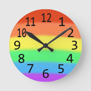 Arc-en-ciel Mélange Noir Numéros Horloges murales