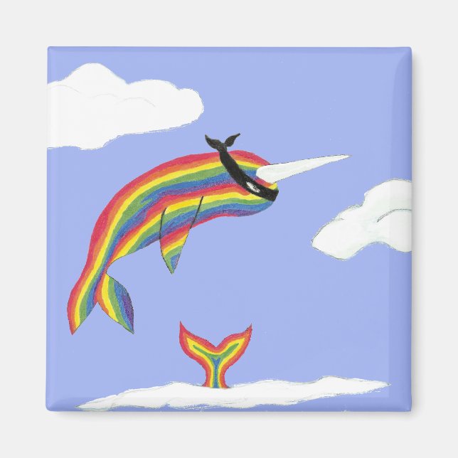 Arc en ciel Ninja Narwhal Magnet (Devant)
