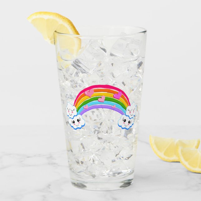 Arc en ciel Nuages Verre Tumbler (Devant glace)