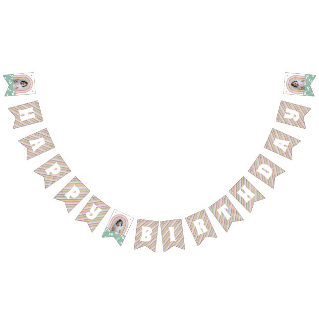 Arc-en-ciel rétro et marguerites bannière d'annive (Tout)