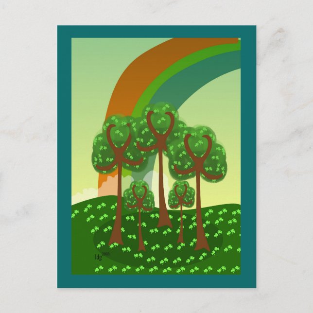Arc-en-ciel sur carte postale de la forêt Shamrock (Devant)