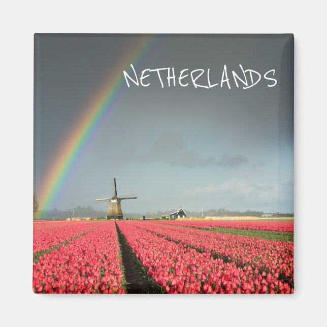 Arc-en-ciel, tulipes et aimant texte du moulin à v (Devant)