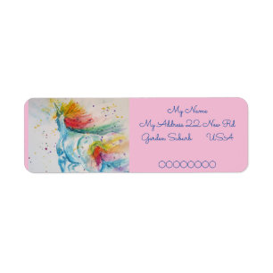 Arc en ciel Unicorne Aquarelle Retourner les étiqu