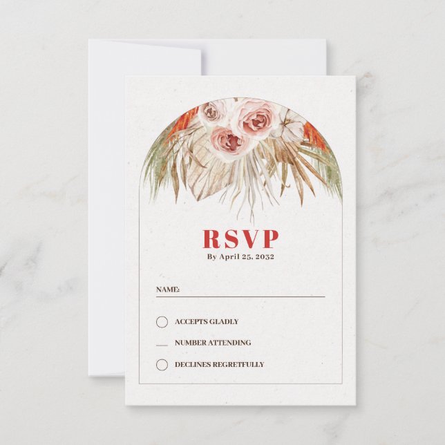 Arc floral désert tons boho terre RSVP carte (Devant)