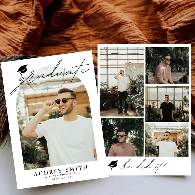 Arc moderne Boho 6 Photos Faire-part de graduation (Créateur téléchargé)