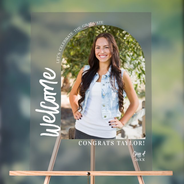 Arc moderne Photo Graduation Party Welcome Frosted (Neutre)