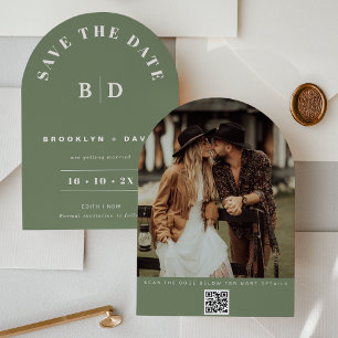 Arc Moderne Sage Mariage Enregistrer La Carte Date