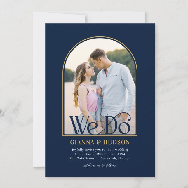 Arc Moderne Simple Mariage Photo Invitation (Devant)