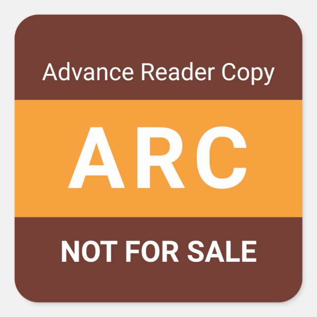 ARC Not for Sale Advance Reader Copy Book Author Square Sticker (Front)