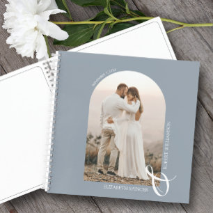 Arc photo moderne Dusty Blue Mariage livre d'hôtes