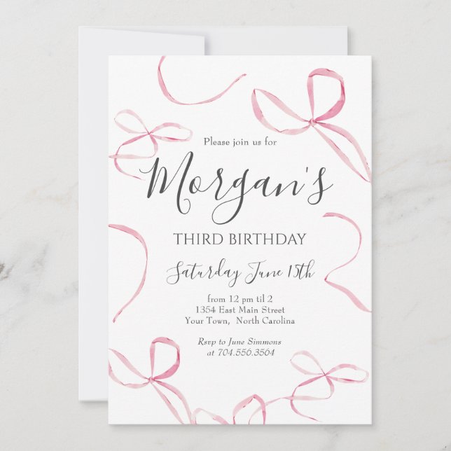 Arc rose Invitation Anniversaire, Preppy Girl Anni (Devant)