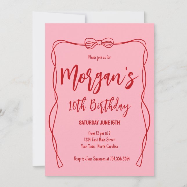 Arc rose Invitation Anniversaire, Preppy Girl Anni (Devant)