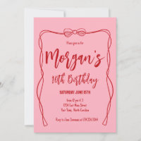 Arc rose Invitation Anniversaire, Preppy Girl Anni