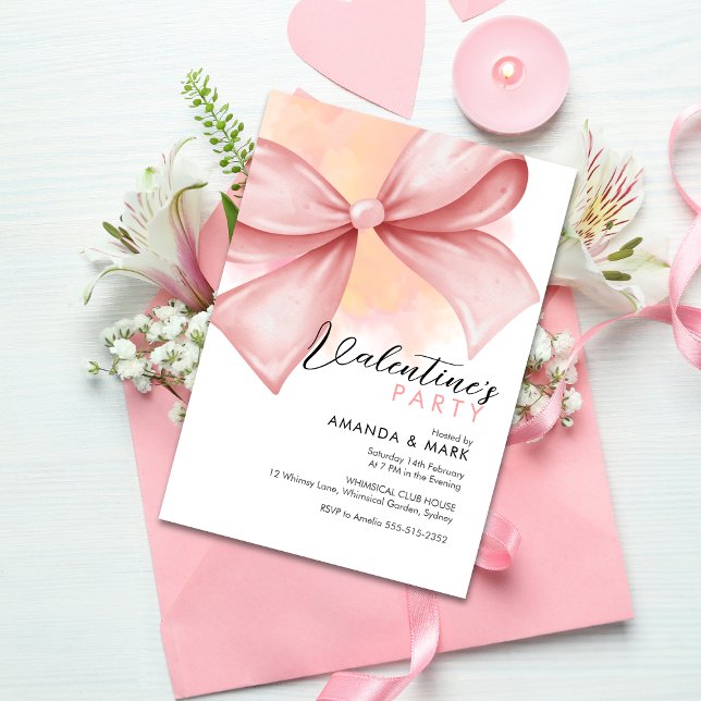 Arc rose Moderne Saint Valentin invitation de fête (Créateur téléchargé)