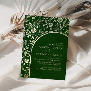 Arc vert moderne Mariage Real Foil Invitation