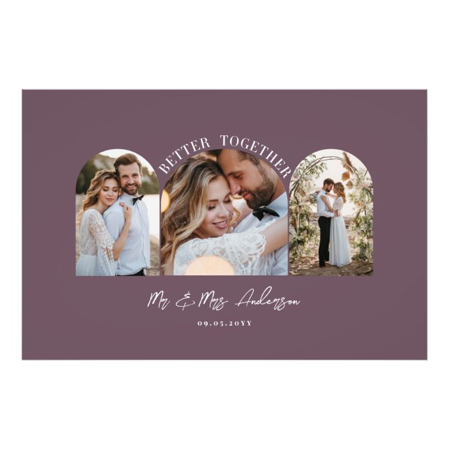Arc violet élégant multi photo mariage décoration  (Devant)