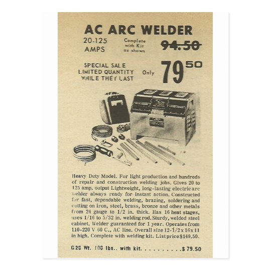 arc welder ad postcard