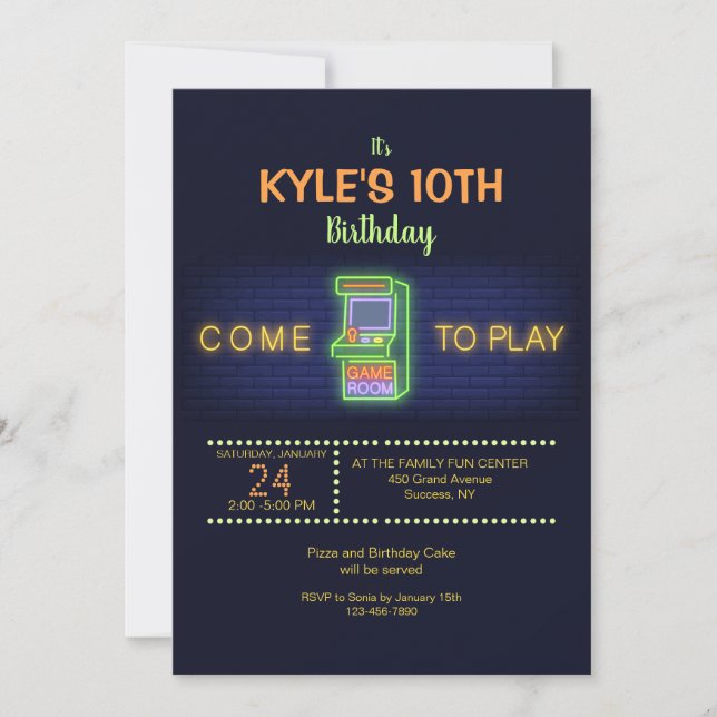 Arcade Anniversaire Fête Invitation (Devant)