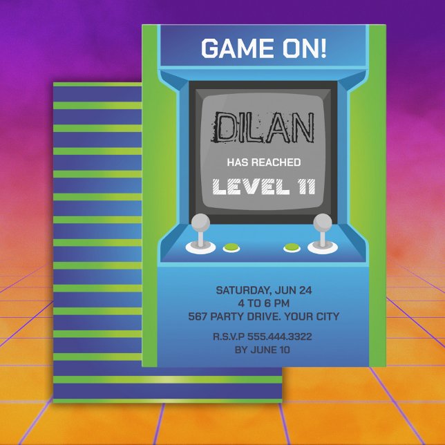 Arcade anniversaire, invitation d'anniversaire de  (Créateur téléchargé)