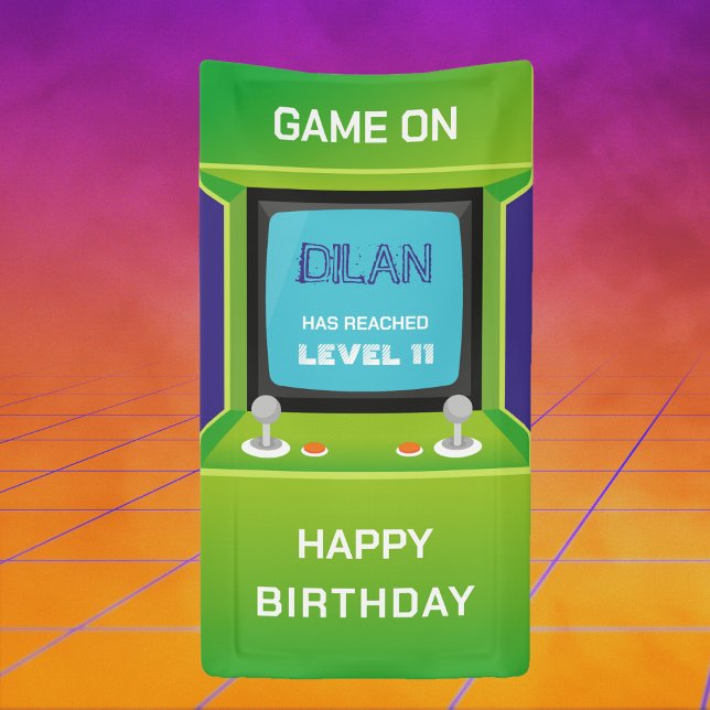 Arcade birthday, gamer birthday invitation banner (Creator Uploaded)