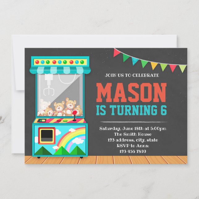 Arcade birthday party invitation (Front)