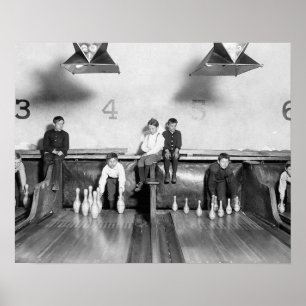 Arcade Bowling Alley, 1909. Vintage Photo Poster