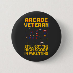 Arcade Dad Pixel Art – Retro Gamer 2 Inch Round Button