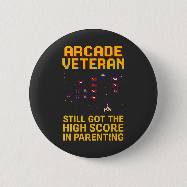 Arcade Dad Pixel Art – Retro Gamer 2 Inch Round Button (Front)