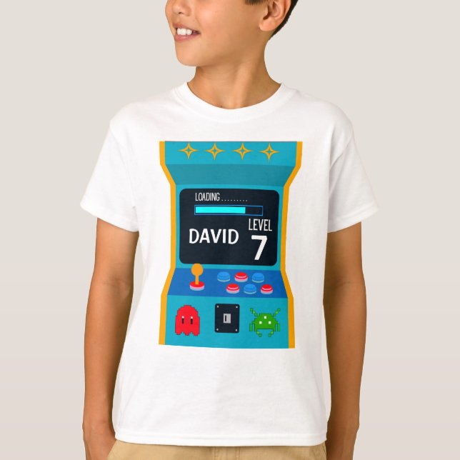 Arcade Game Birthday Boy Party Level Up T-Shirt (Front)