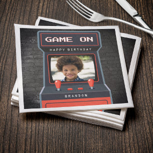 Arcade Game Photo Brick Wall Retro Napkin