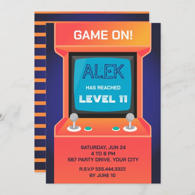 Arcade gamer invitation (Front/Back)