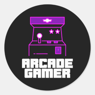 Arcade Gamer - Upright Cabinet With Purple Style  Classic Round Sticker