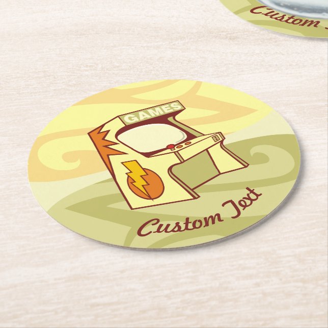 Arcade machine round paper coaster (Angled)