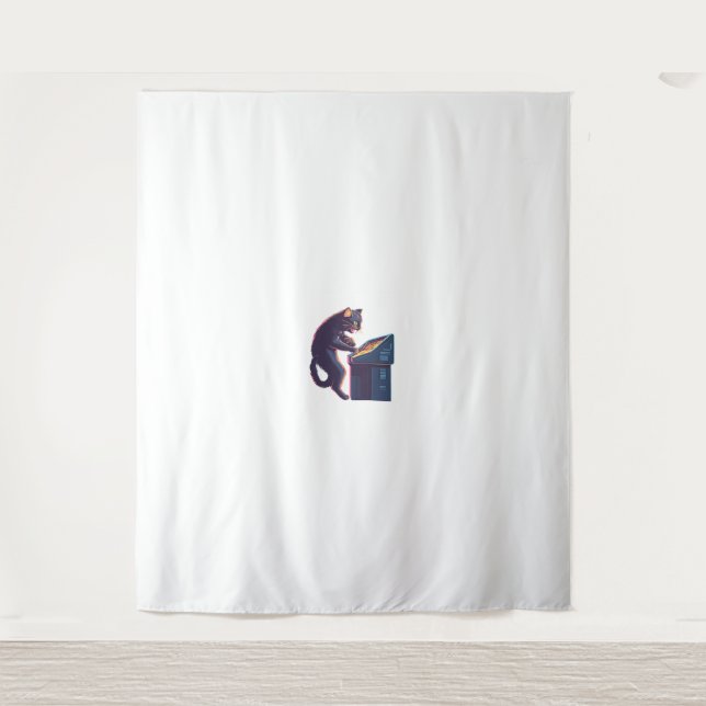 Arcade Meowster – Nostalgic Gamer Cat Tapestry (Front)