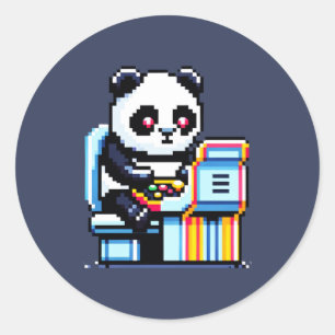 Arcade Panda Gamer Classic Round Sticker