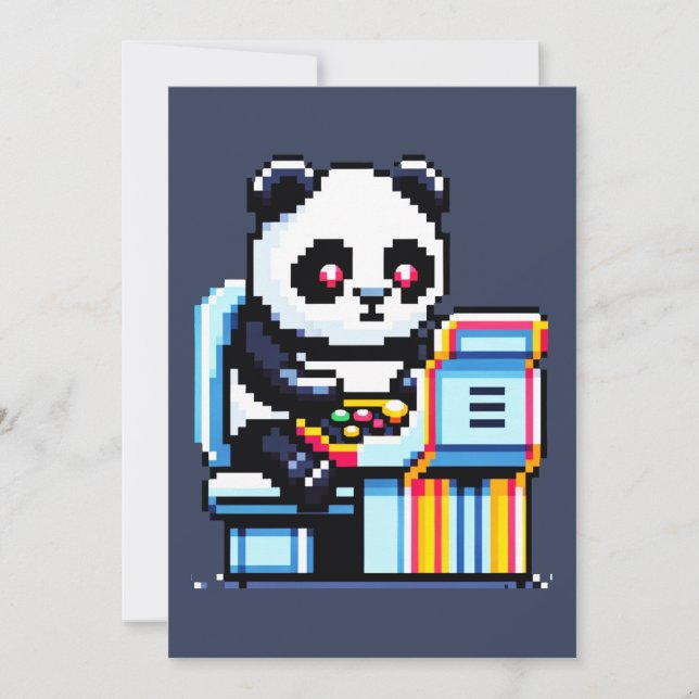 Arcade Panda Gamer Holiday Card (Front)