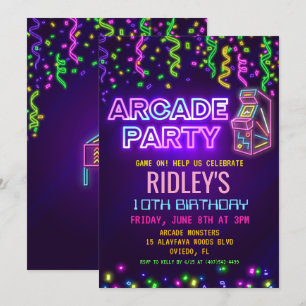 Arcade Party Anniversaire Invitation